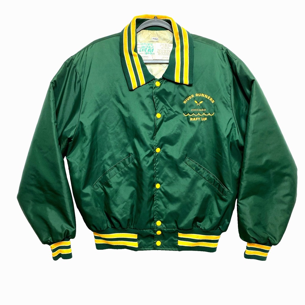 DeLong Sportswear Jacket Mens Large Green River Runners Chicago Bomber Vintage